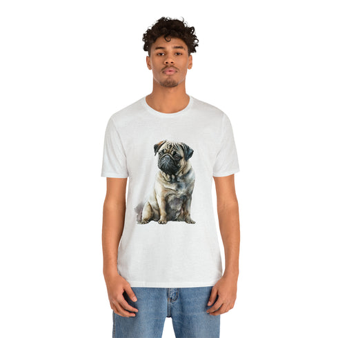 Loving Pug in Watercolor - Short Sleeve Tee
